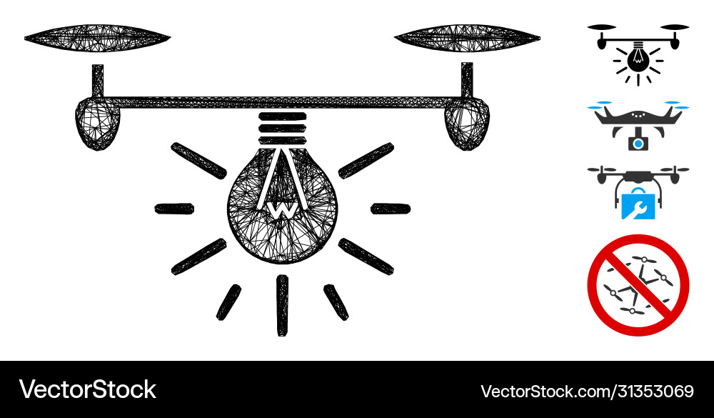 Copter illumination web mesh Copter illumination web mesh vector image