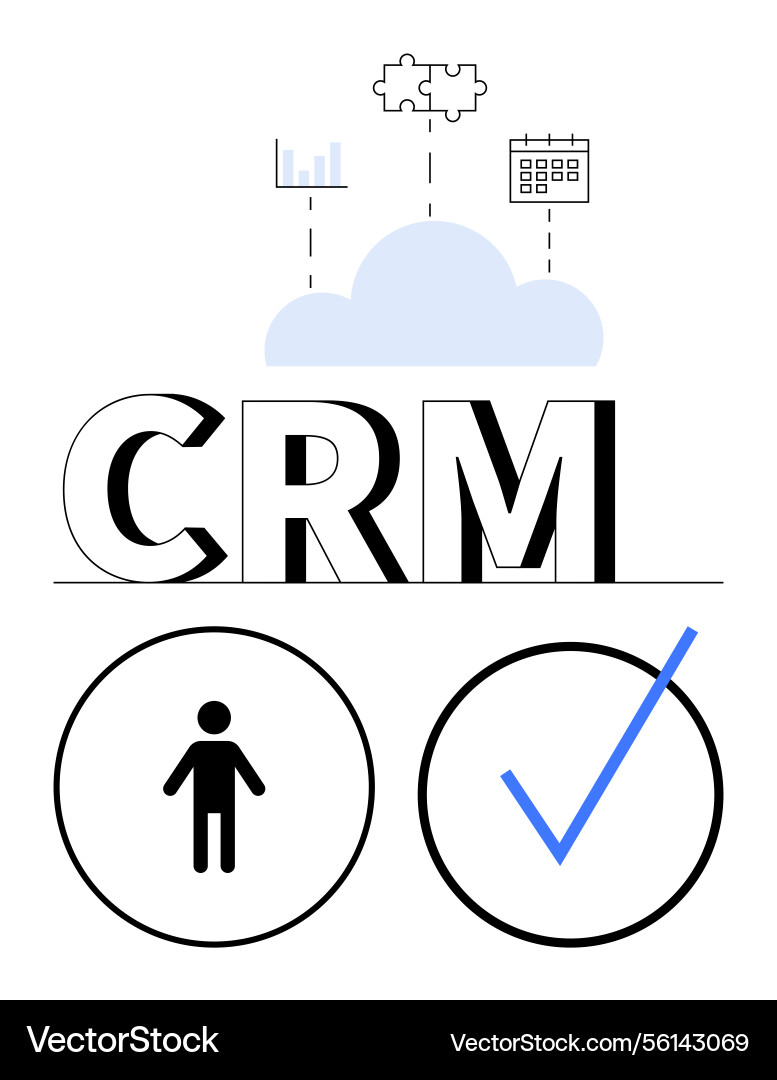 Crm system with cloud integration and features Crm system with cloud integration and features vector image