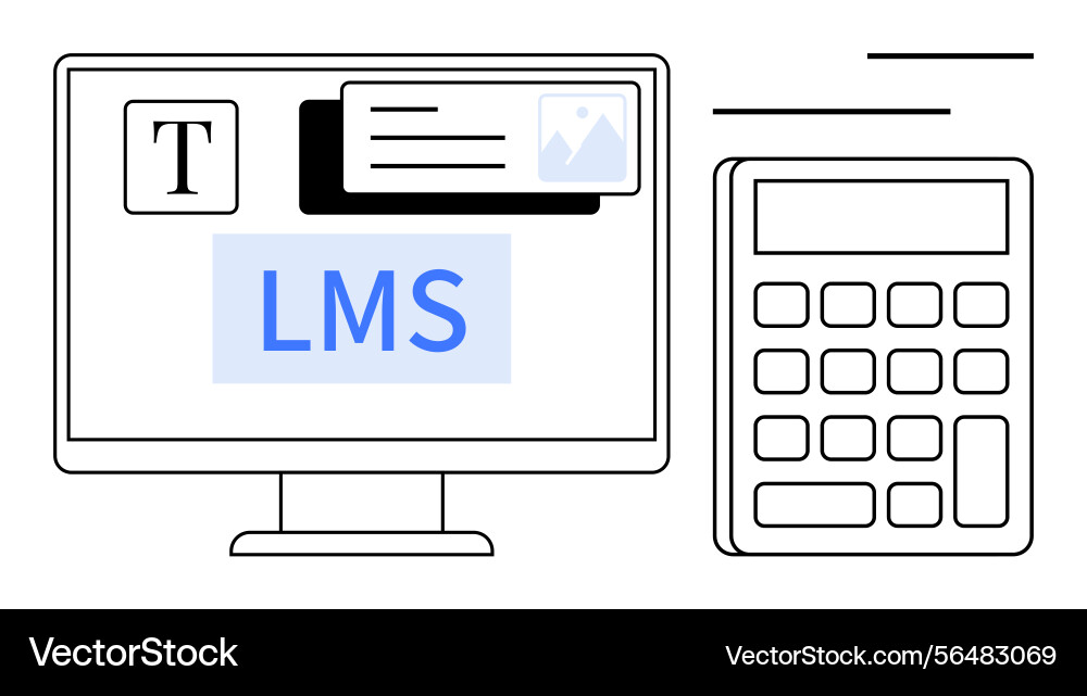 Digital learning system concept with desktop Vector Image