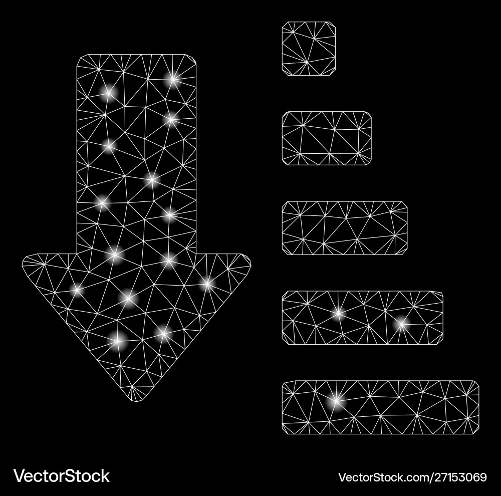 Flare mesh wire frame sort down arrow with Flare mesh wire frame sort down arrow with vector image