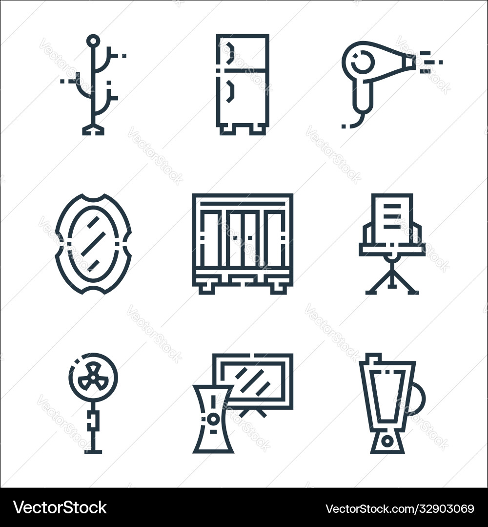 Inside home line icons linear set quality Inside home line icons linear set quality vector image