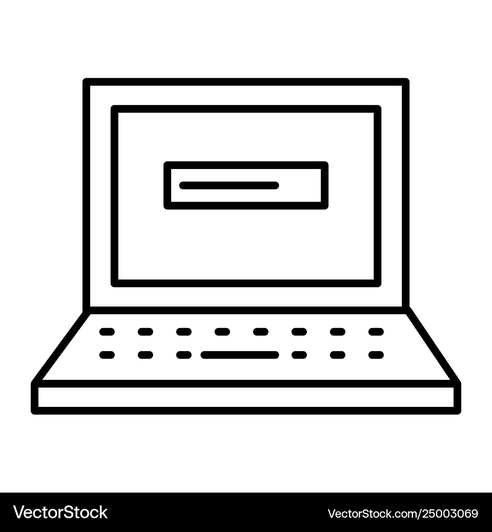 Loading process in laptop thin line icon update vector image