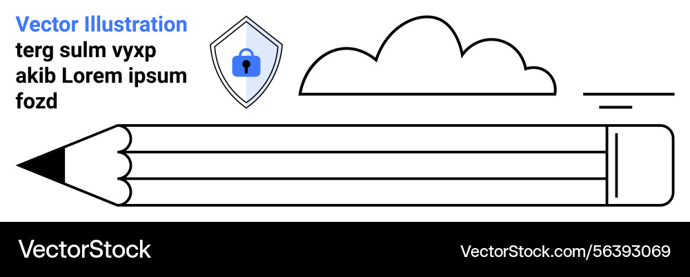 Pencil with security shield and cloud elements Pencil with security shield and cloud elements vector image