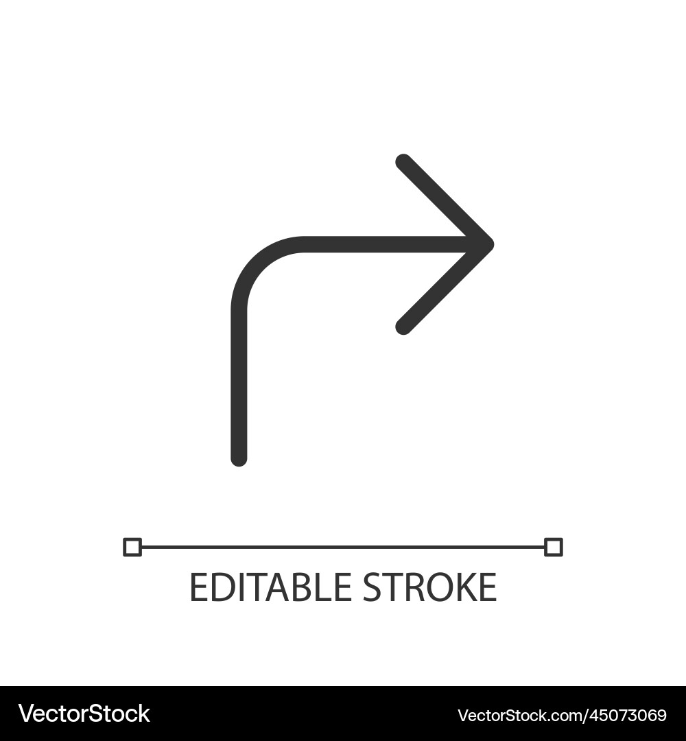 Right turn arrow pixel perfect linear ui icon Right turn arrow pixel perfect linear ui icon Vector Image