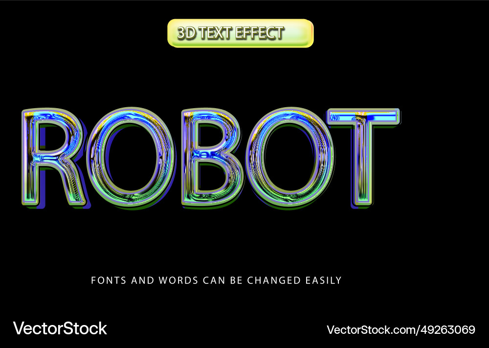 Robotic 3d editable text effect style Vector Image