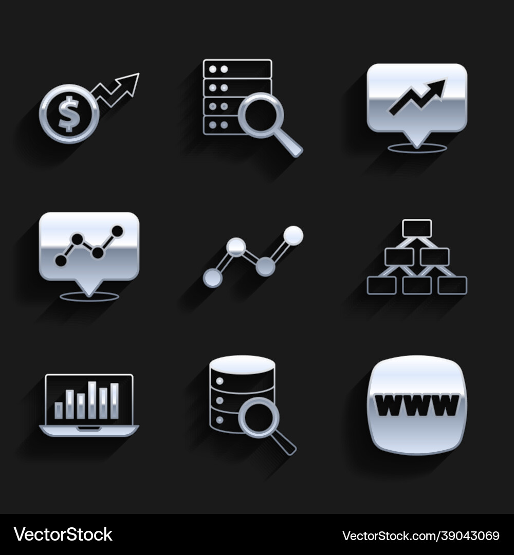 Set graph chart infographic server website vector image