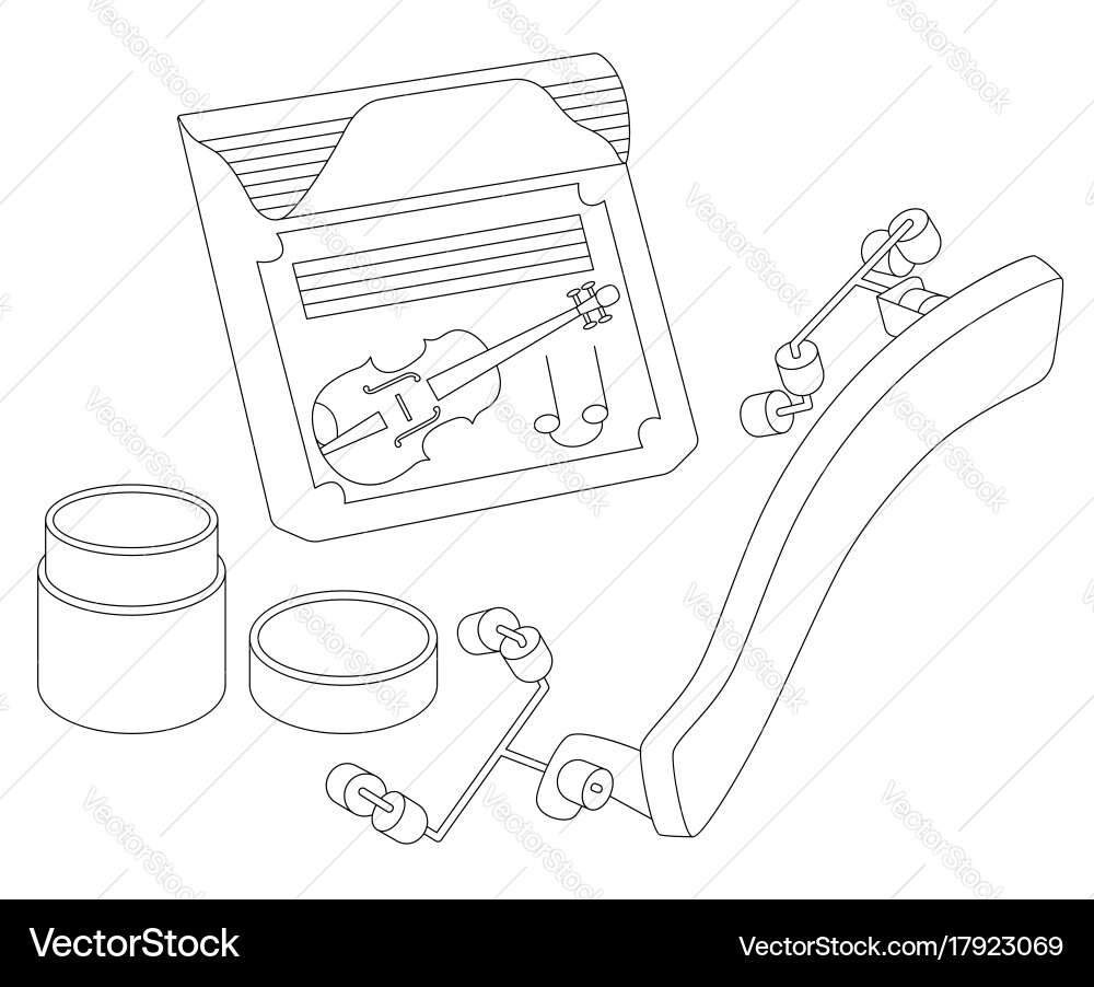 Violin strings rosin and shoulder rest Vector Image