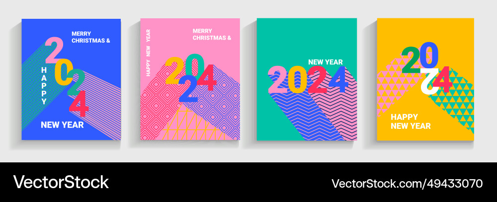 2024 new year flyers set of greeting banners 2024 new year flyers set of greeting banners vector image
