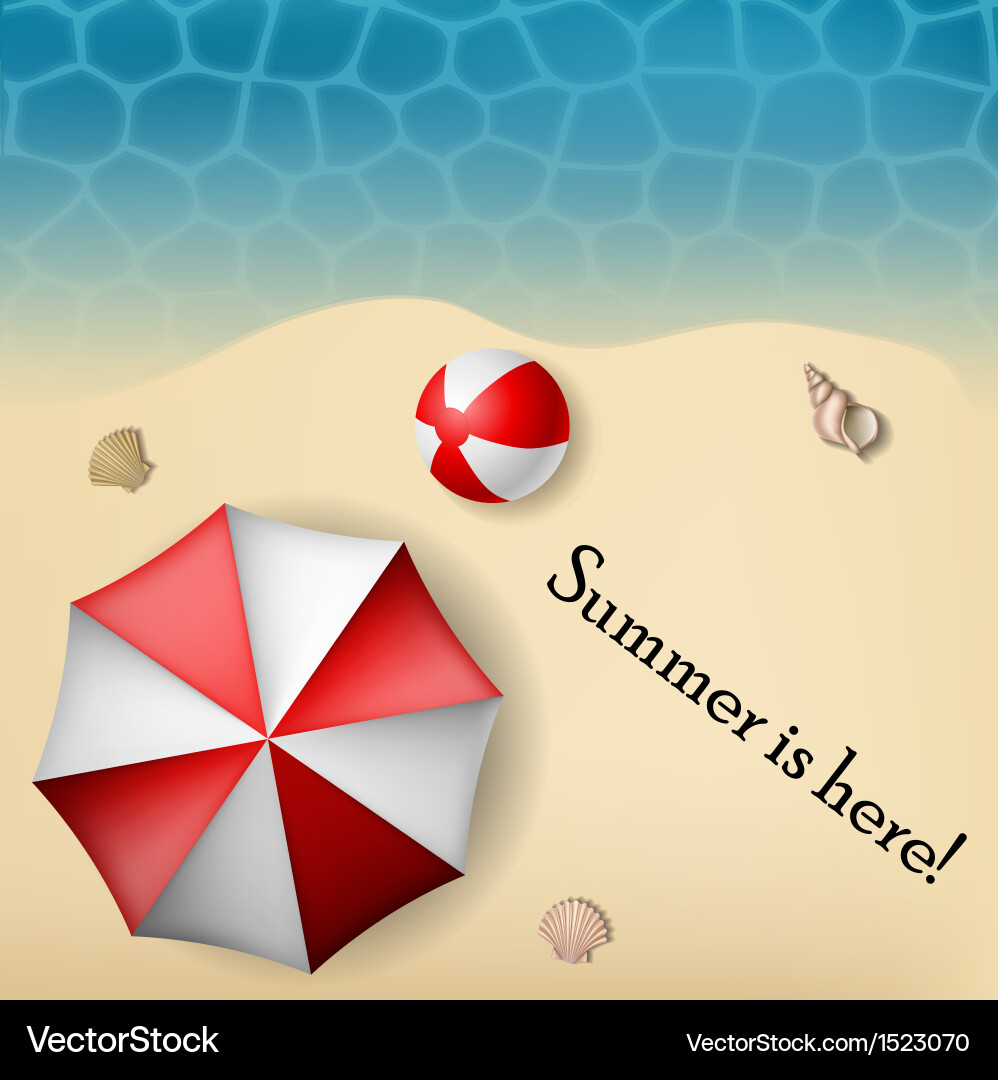 Beach text frame with umbrella and ball Vector Image