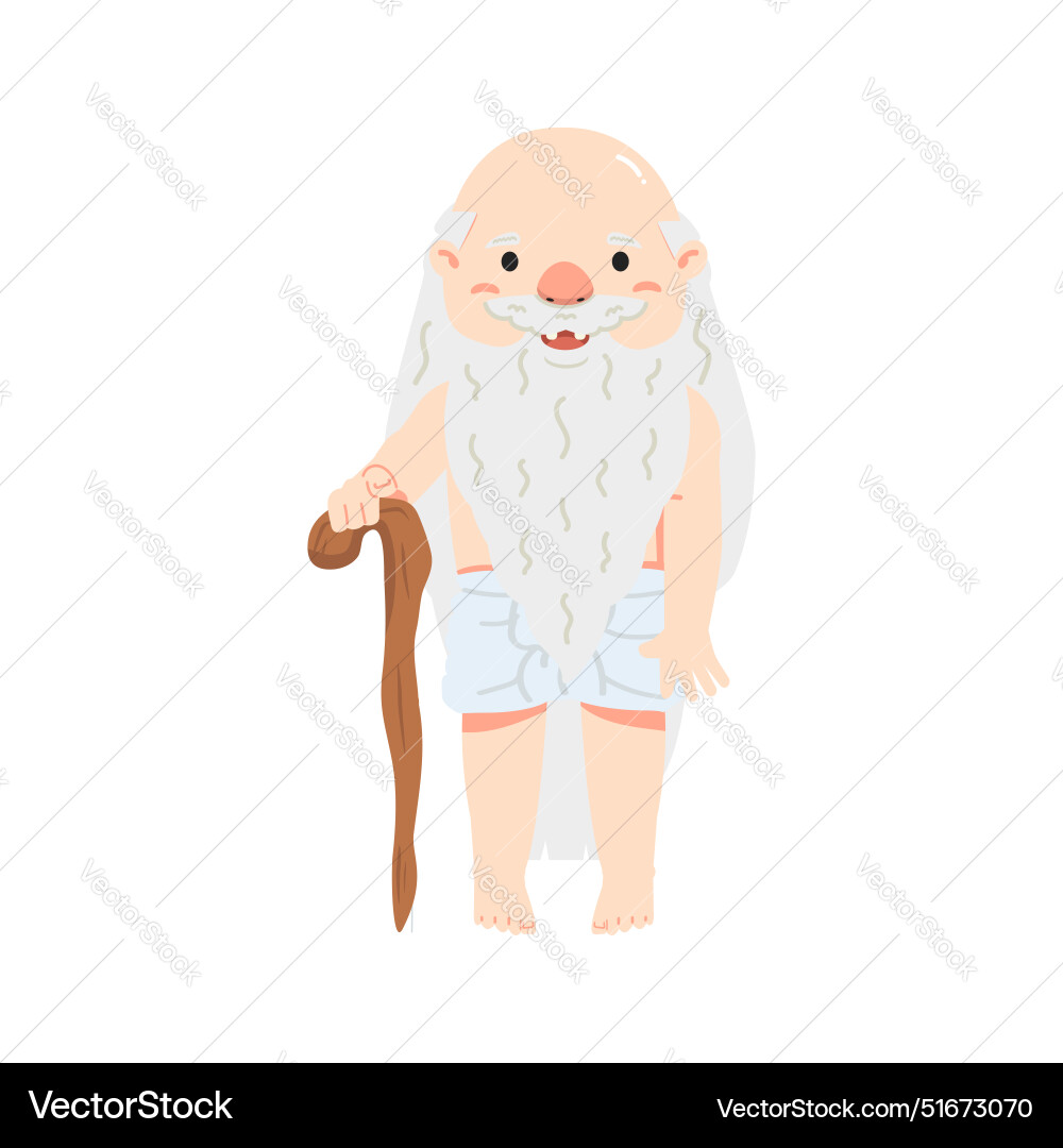 Bearded old man hermit cartoon Royalty Free Vector Image
