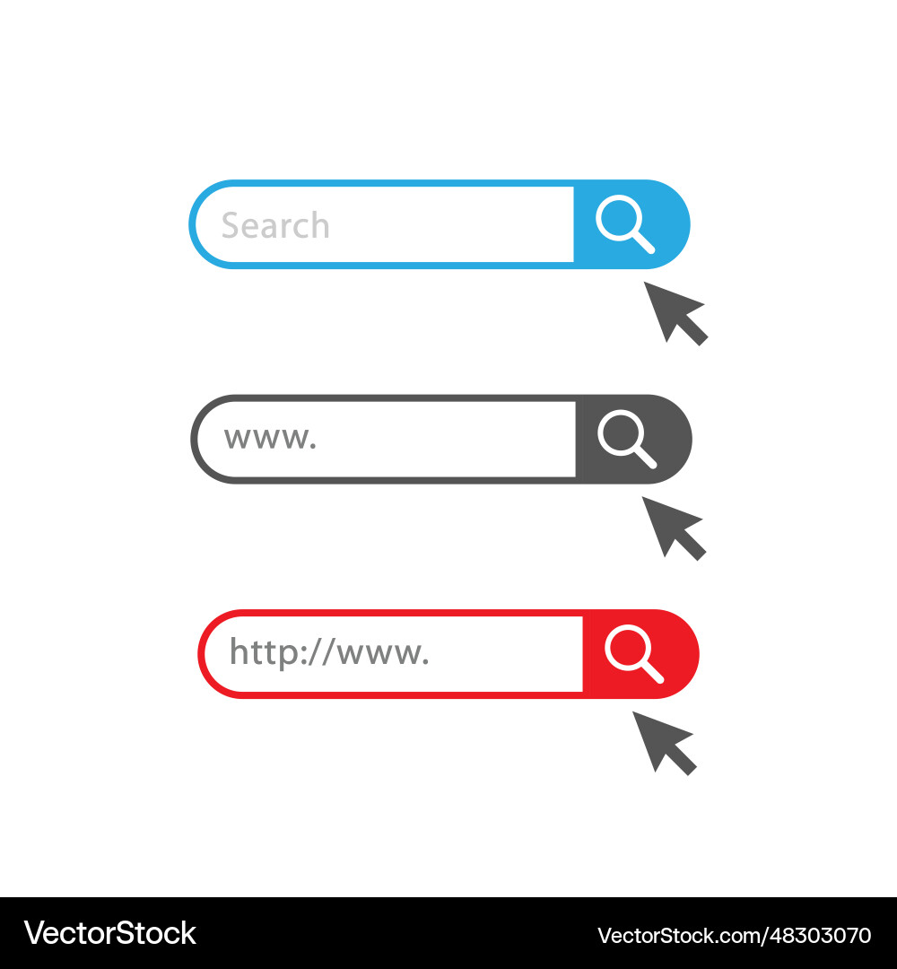 Browser user interface element or search bar set Browser user interface element or search bar set vector image