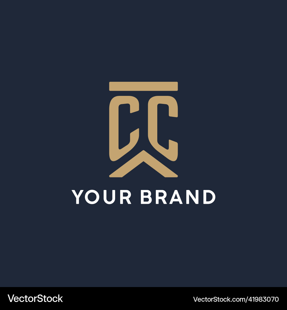 Cc initial monogram logo design in a rectangular Vector Image
