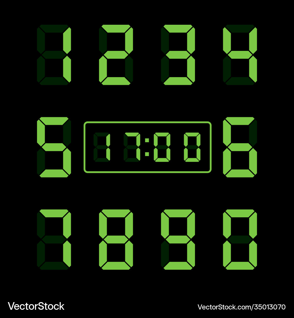 Digital clock numbers isolated elements icon Digital clock numbers isolated elements icon vector image