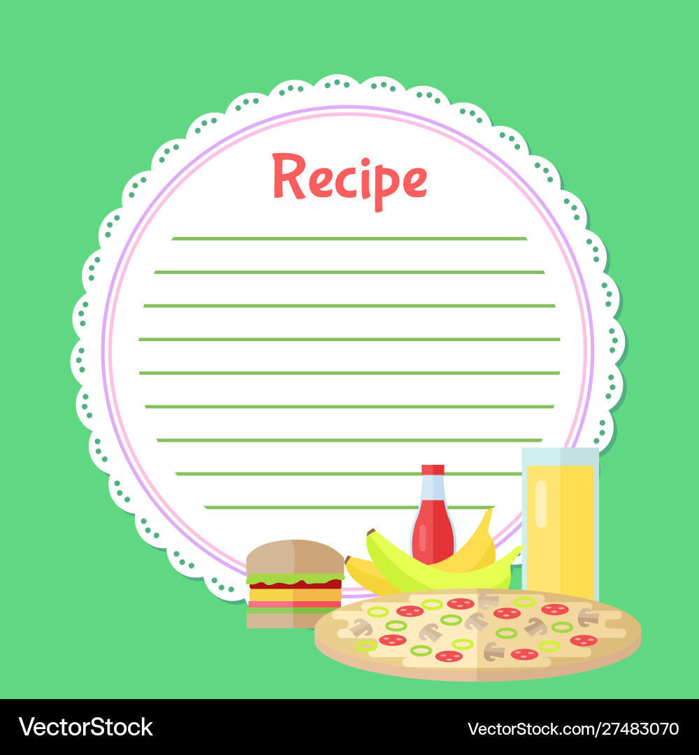 Fast food and juice recipe empty list Fast food and juice recipe empty list vector image
