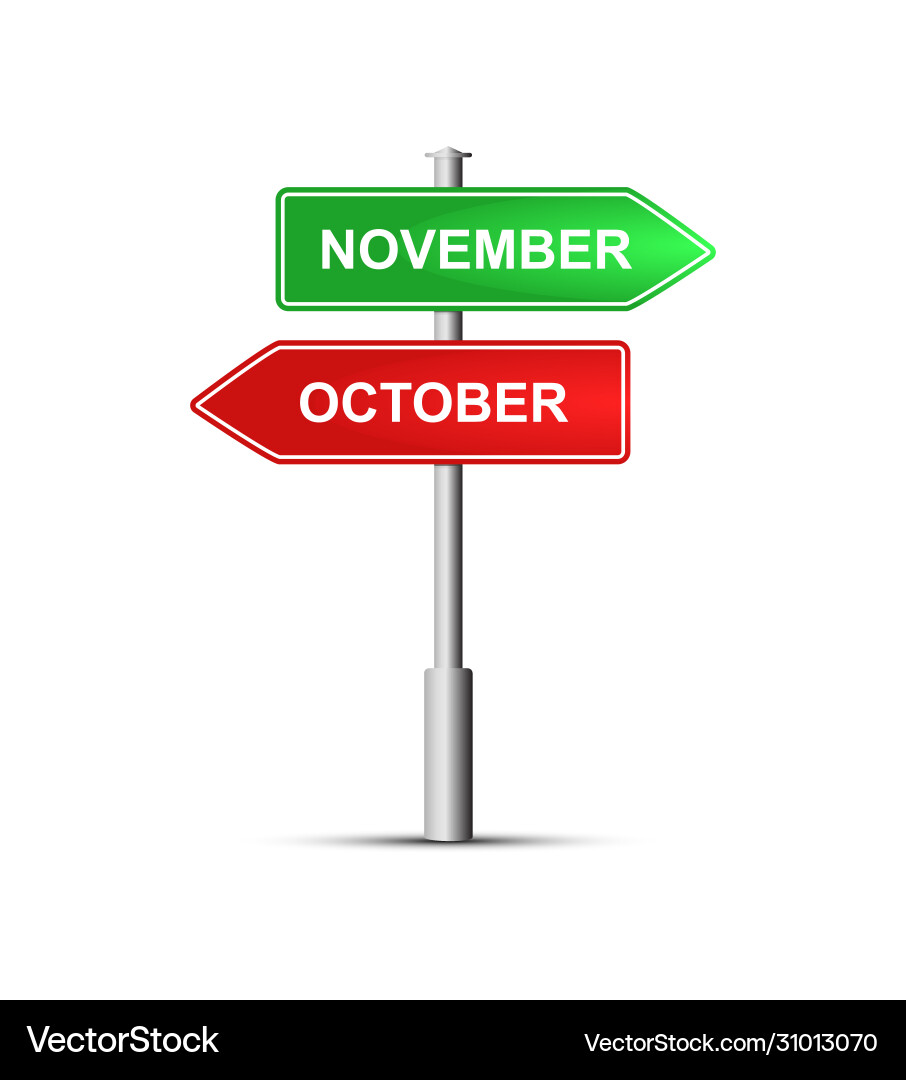 Green and red pointer with name months Green and red pointer with name months vector image