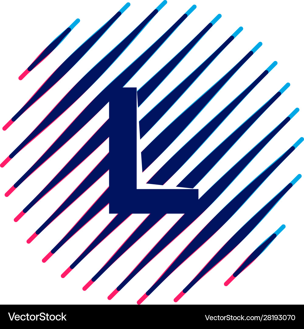 L letter logo on sloping fast speed lines inside L letter logo on sloping fast speed lines inside Vector Image