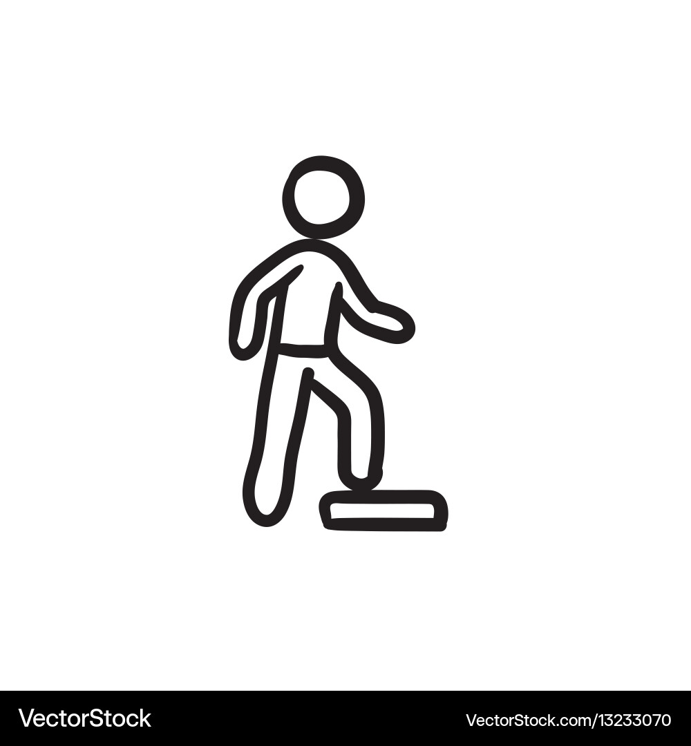 Man Doing Step Exercise Icon Sketch vector image