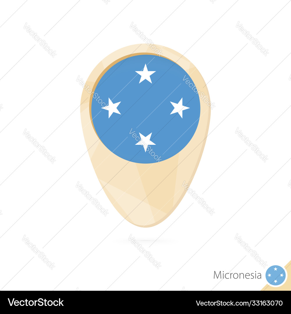 Map pointer with flag micronesia orange vector image