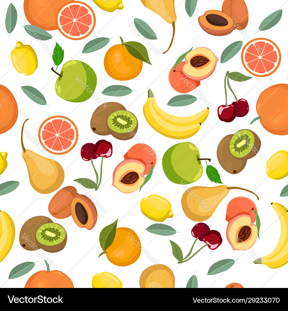 Seamless pattern with different fruits graphics Seamless pattern with different fruits graphics vector image