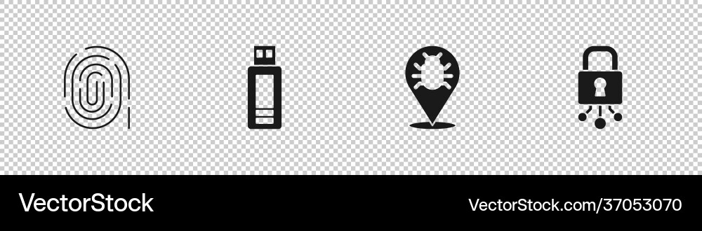 Set fingerprint usb flash drive system bug Set fingerprint usb flash drive system bug vector image