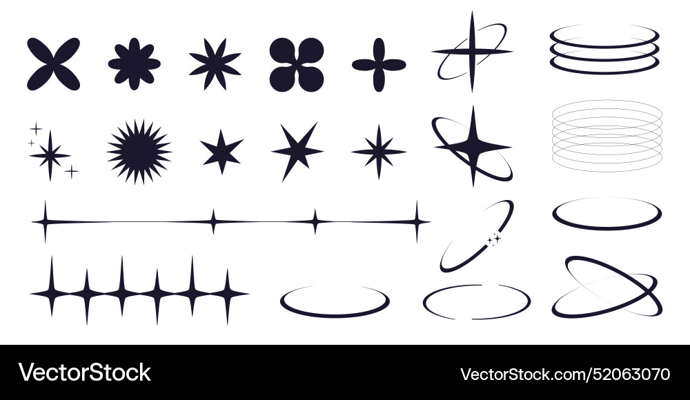 Set of y2k minimal geometric shapes thin line Set of y2k minimal geometric shapes thin line vector image