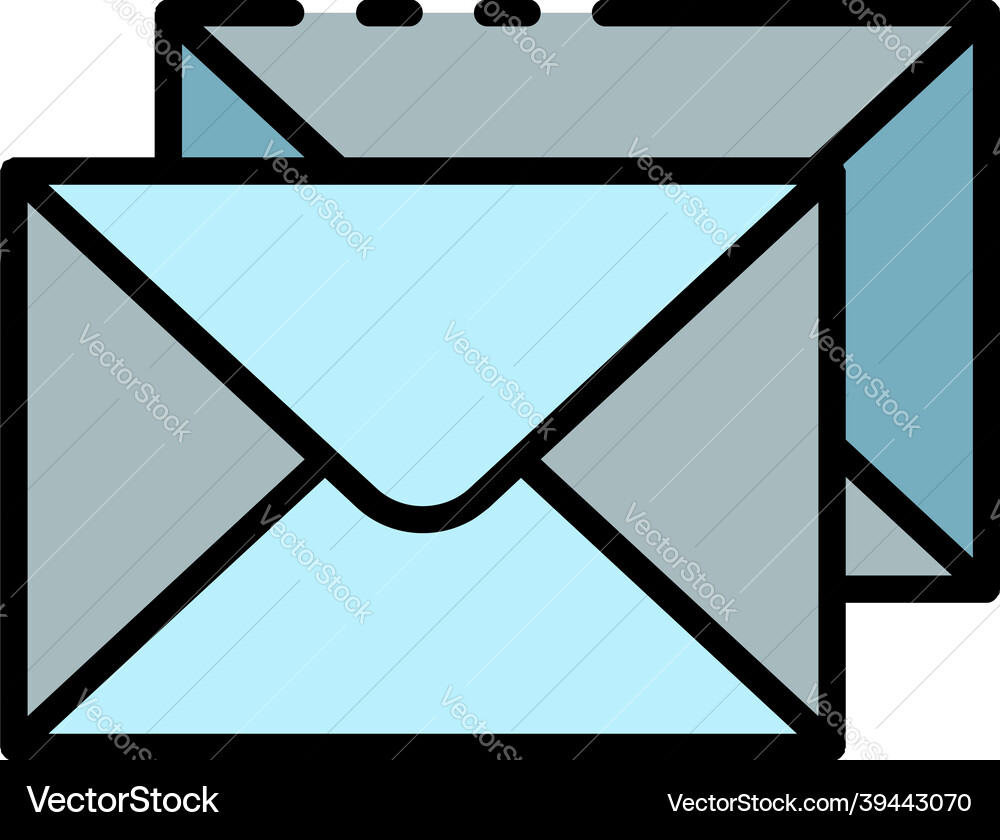Stack envelope icon color outline Vector Image