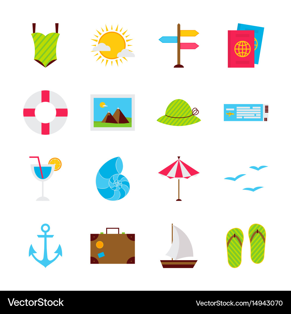 Summer Vacation Icons Vector Image