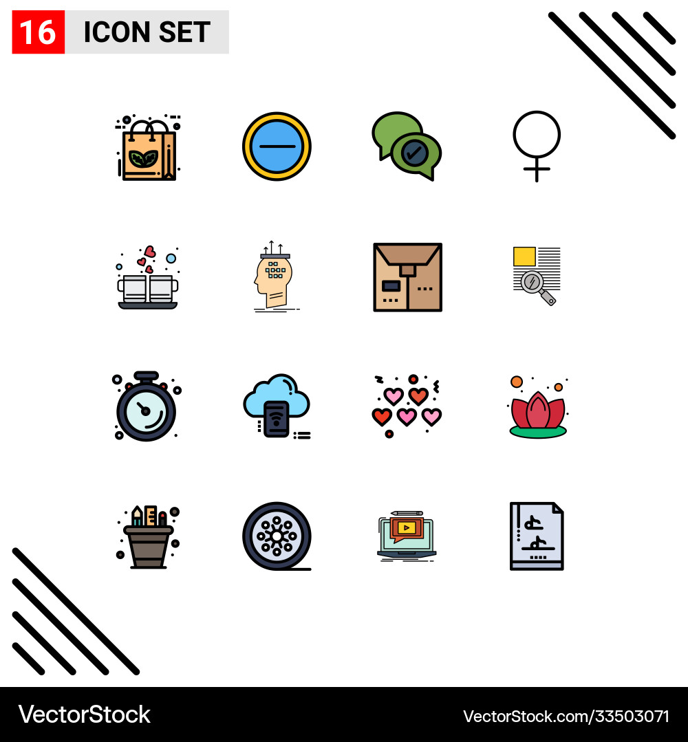 16 user interface flat color filled line pack Vector Image
