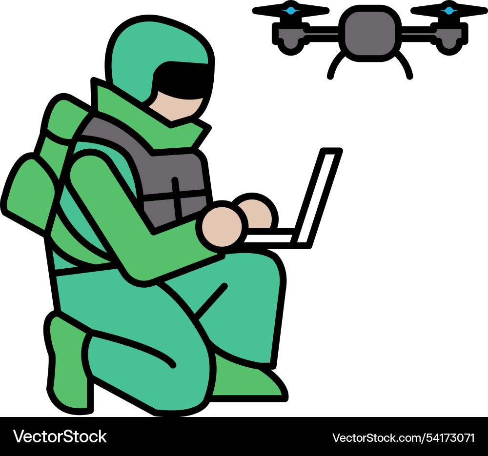 A soldier using drone in line drawing style A soldier using drone in line drawing style Vector Image