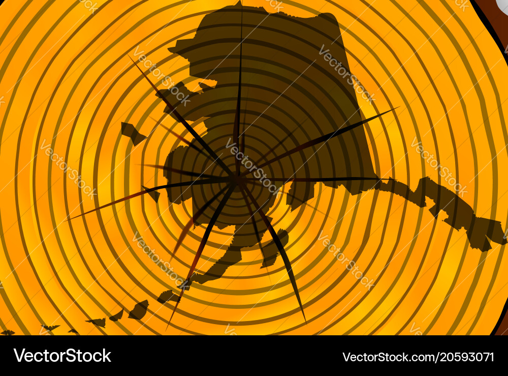 Alaska map on timber end section Vector Image