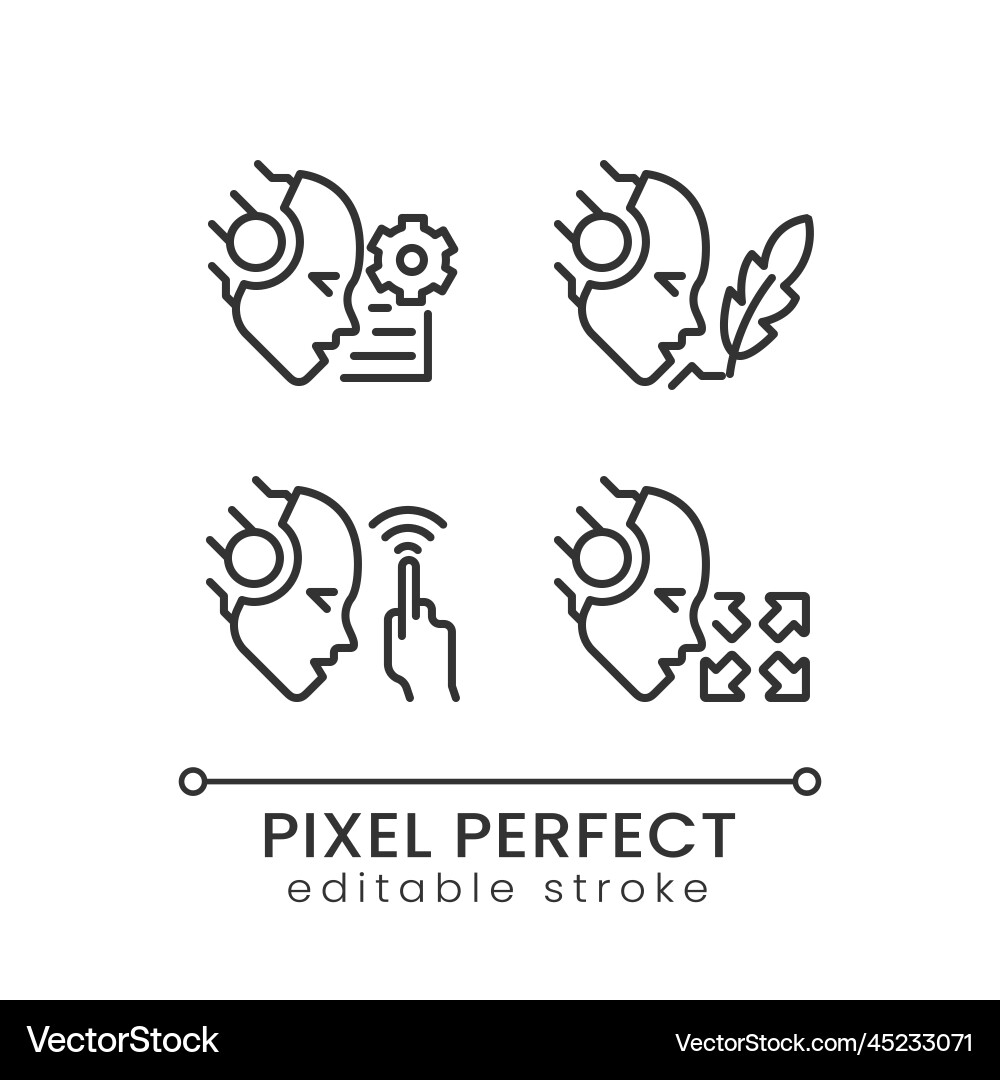 Artificial intelligence capabilities pixel Artificial intelligence capabilities pixel vector image