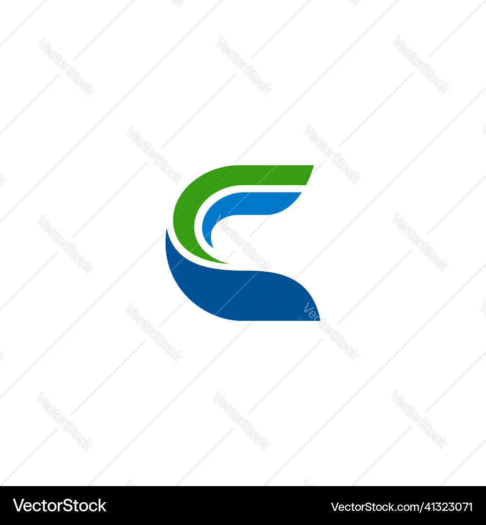 C initial abstract curve logo vector image