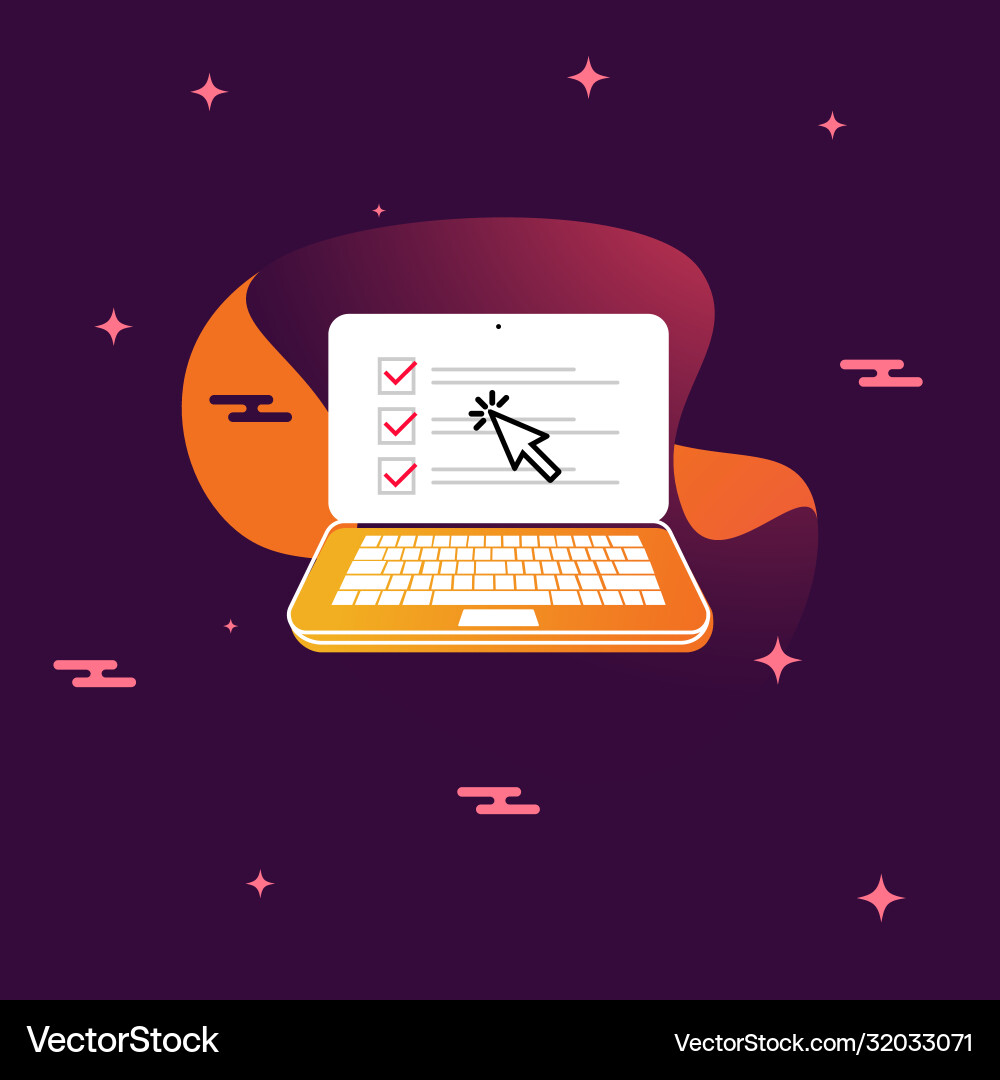 Checkboxen auf Laptop-Computer-Bildschirm mit Cursor Checkboxen auf Laptop-Computer-Bildschirm mit Cursor vektorbild