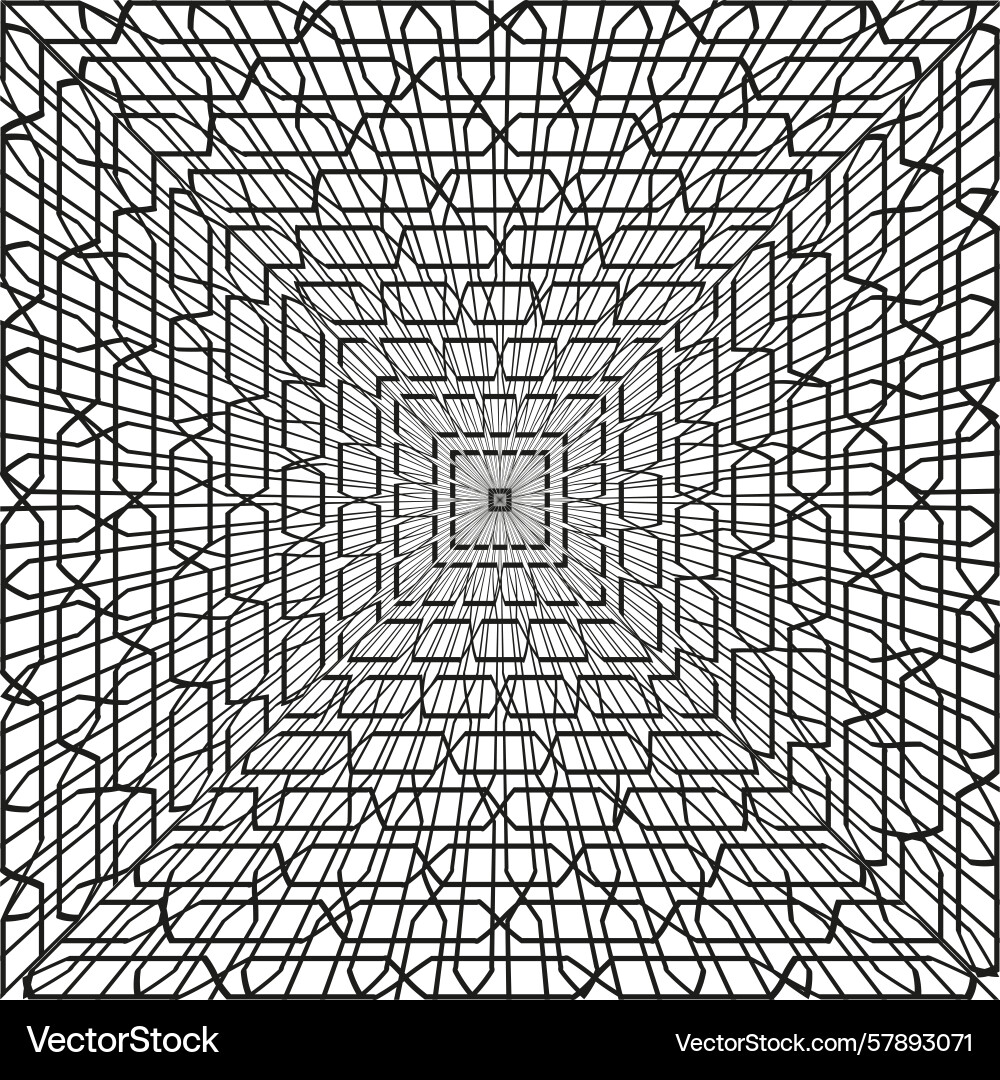 Concentric square grid perspective tunnel pattern Concentric square grid perspective tunnel pattern Vector Image