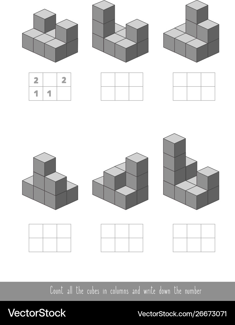 Counting game with cubes Counting game with cubes vector image