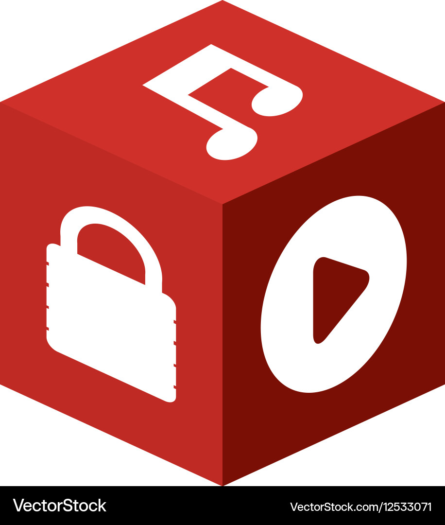 Cube with media app Vector Image