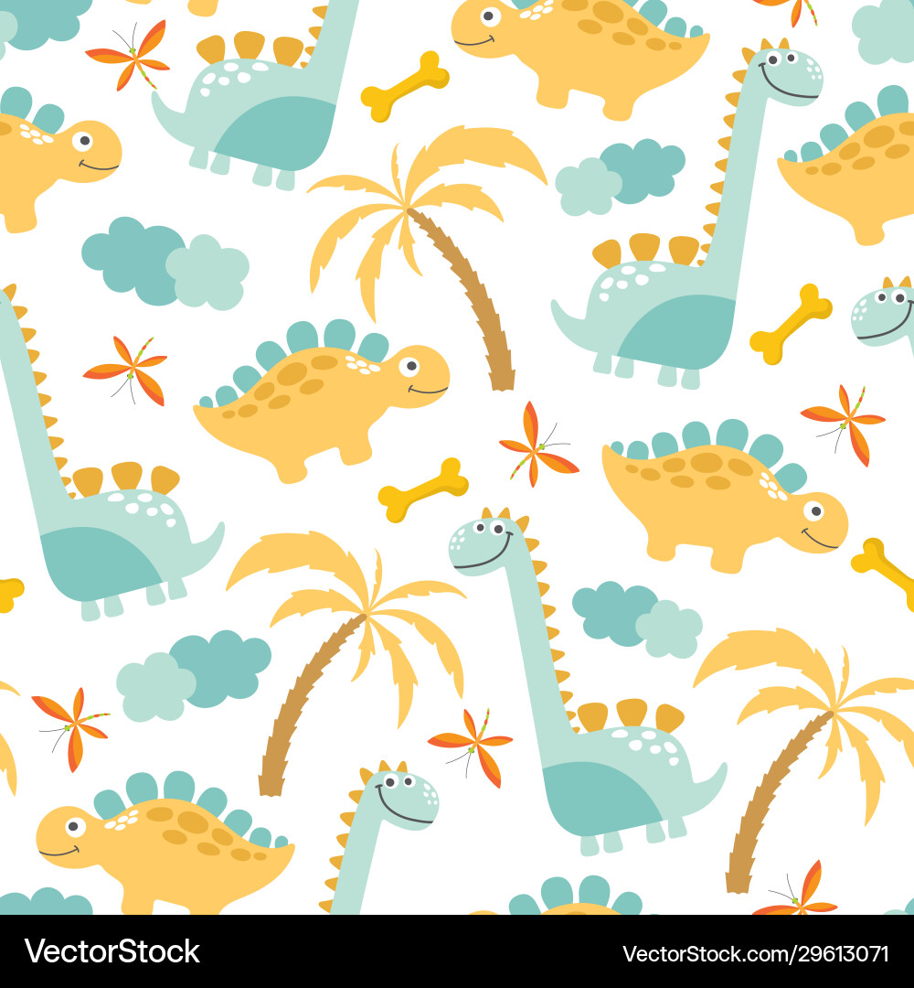 Cute Dinosaur Seamless Pattern vector image