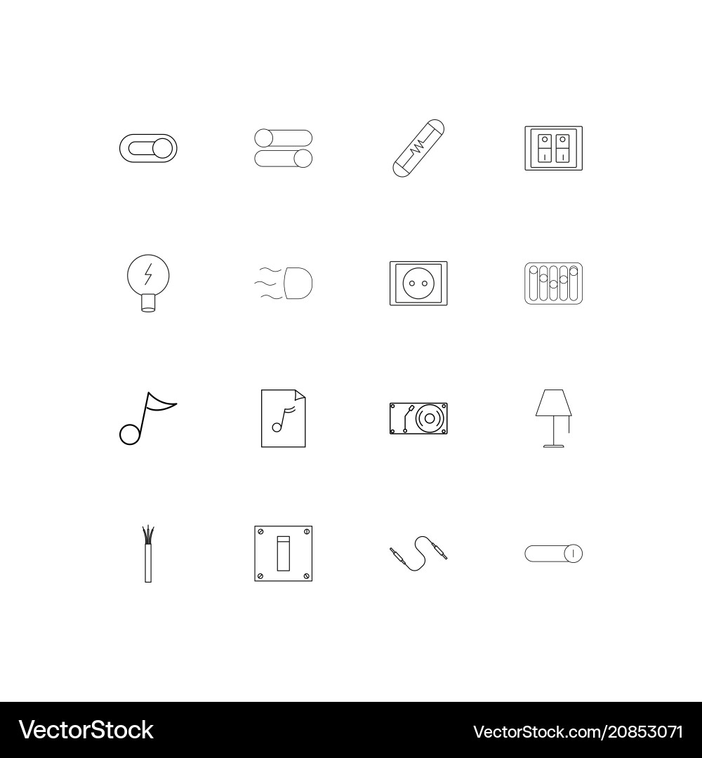 Electrical linear thin icons set outlined simple vector image