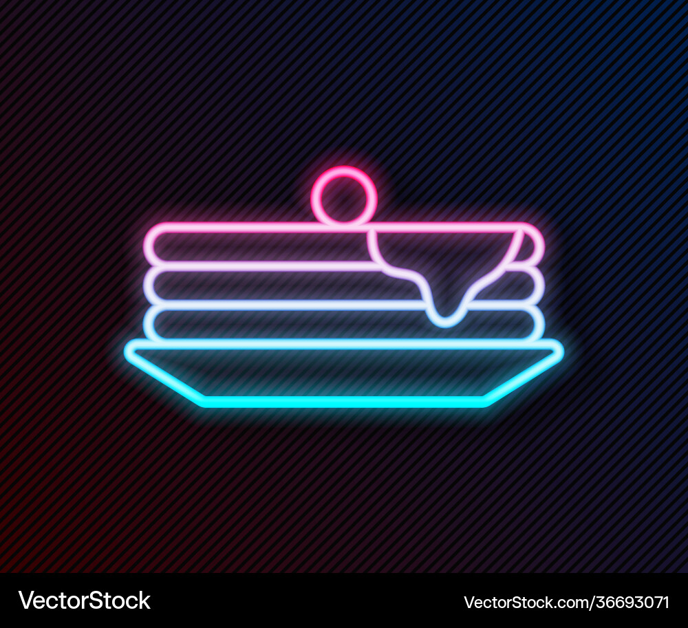 Glowing neon line stack pancakes icon isolated Vector Image