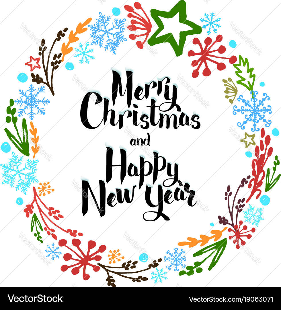 Greeting card happy new year and merry christmas Vector Image