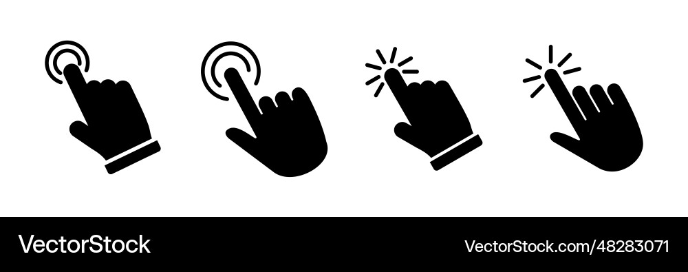 Hand click icon clicking finger pointer Hand click icon clicking finger pointer vector image