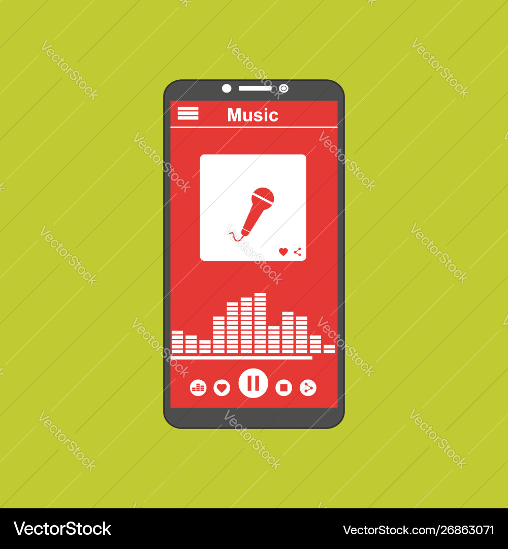 Media player application app template with flat Vector Image