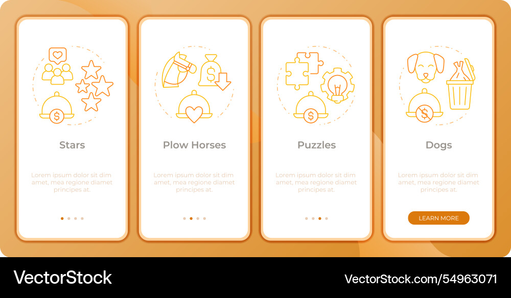 Menu engineering matrix onboarding mobile app Menu engineering matrix onboarding mobile app vector image