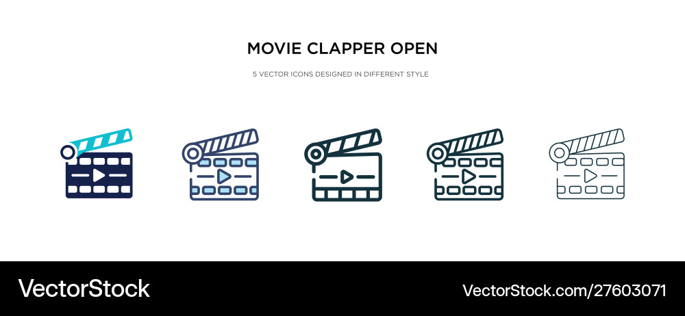 Movie clapper open icon in different style two Movie clapper open icon in different style two vector image