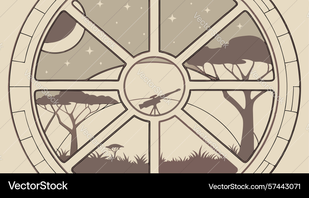 Observatory mechanism with landscape view design Vector Image