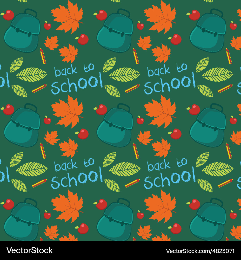 Seamless pattern with set of different school vector image
