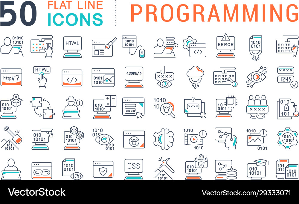 Set line icons programming Set line icons programming Vector Image