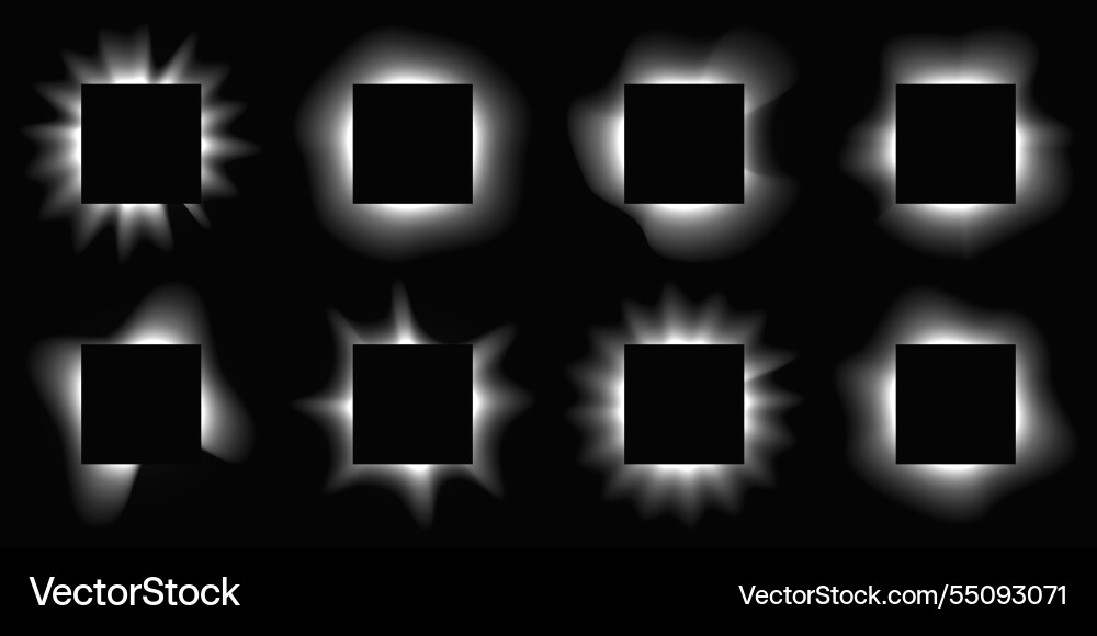 Set of square illuminate light frames Vector Image