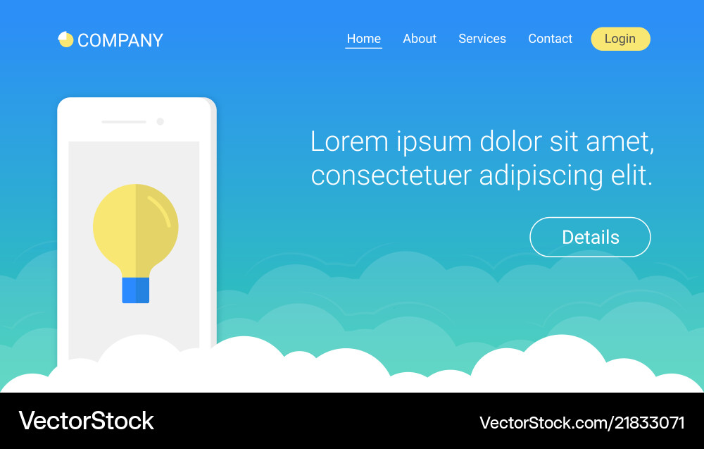 Website header template design with smartphone vector image