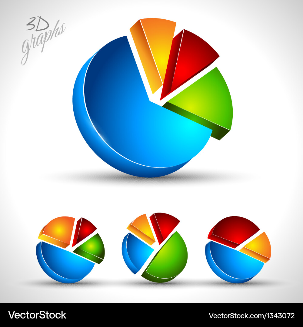 3D Pie Charts - Data Visualization vector image